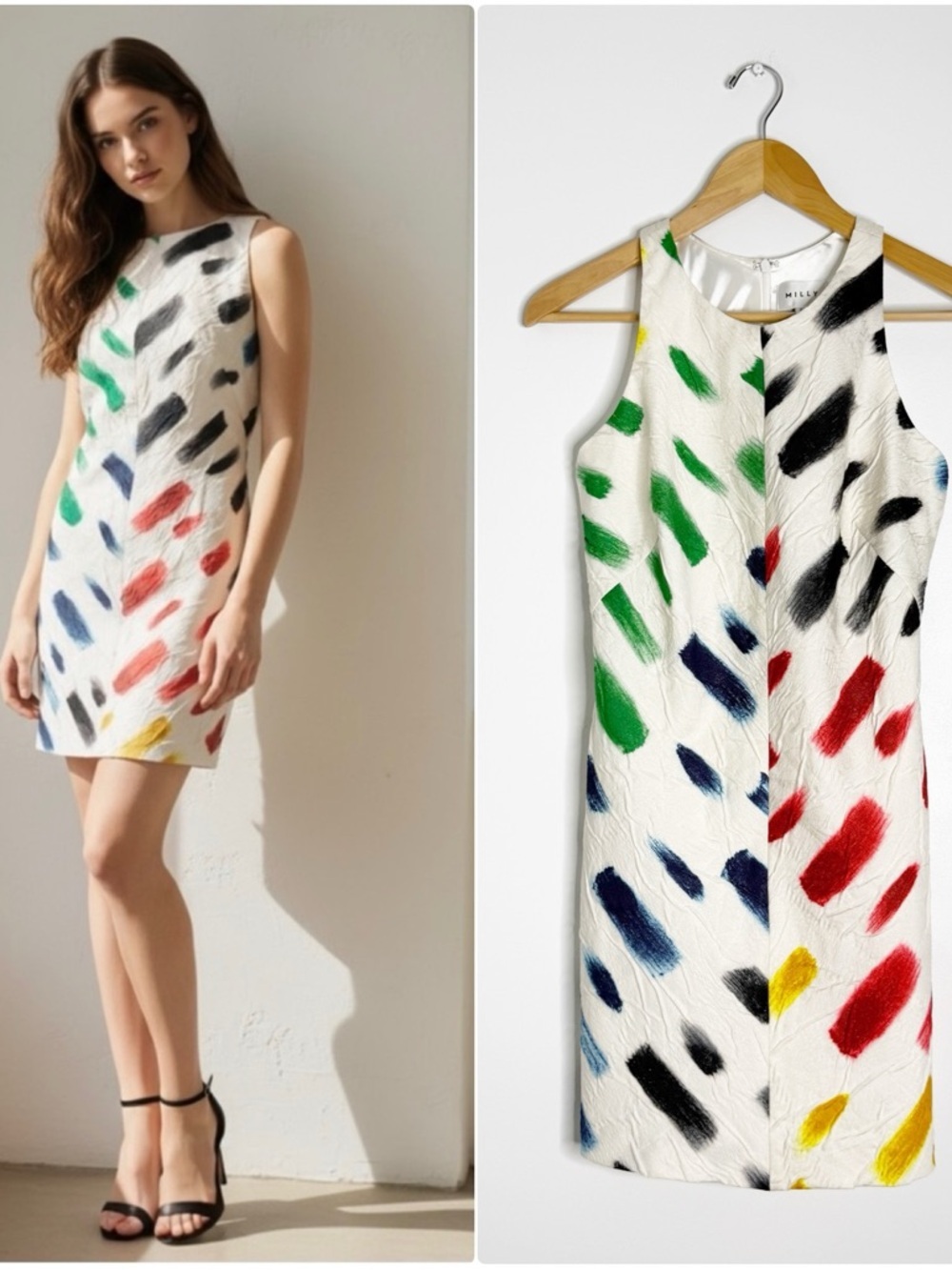 Milly Brushstroke Sheath Dress Size 0 Racerback Art Print Mini